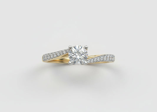 14k Yellow Gold lab Round twist Ring (Center Round DIAMOND 0.51CTR) Total 0.73CTW