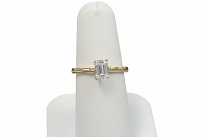 14k Yellow Gold Emerald Solitaire LAB Ring 0.75 CTW
