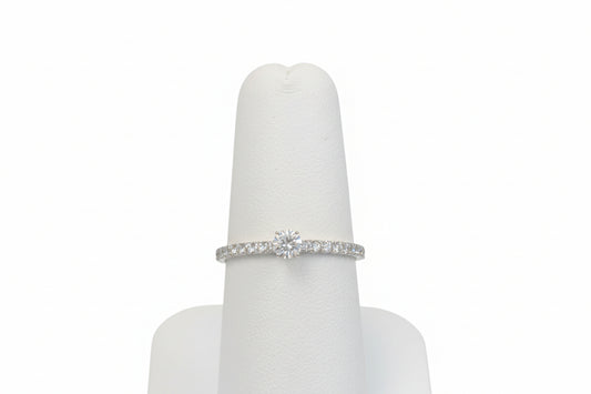 14k Yellow Gold Round LAB Ring (Center Round DIAMOND 0.18CTR) Total 0.48CTW