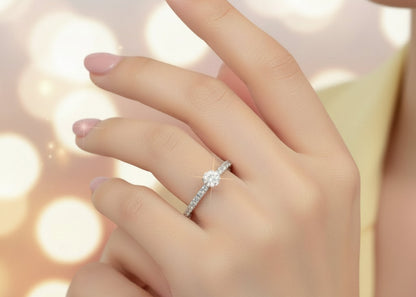 14k Yellow Gold Round LAB Ring (Center Round DIAMOND 0.18CTR) Total 0.48CTW