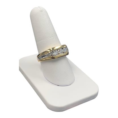 14k Yellow/White Gold LAB Mens band DIAMOND 1.00CTW