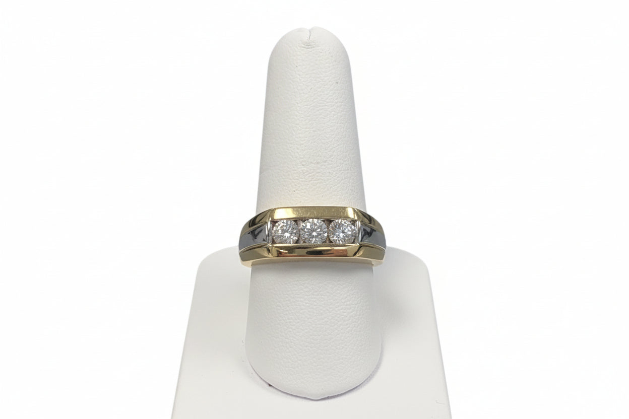 14k Yellow/White Gold LAB Mens band DIAMOND 1.00CTW