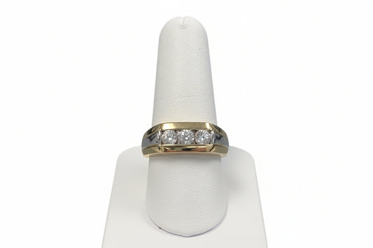 14k Yellow/White Gold LAB Mens band DIAMOND 1.00CTW