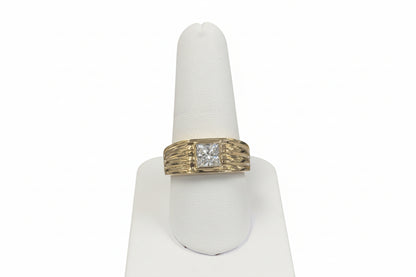 14k Yellow Gold Round LAB DIAMOND  0.51CTRW Square Setting Mens Band