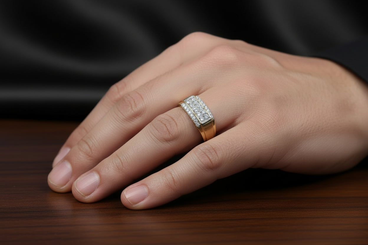 14k Yellow Gold LAB Mens  DIAMOND 1.00CTW Band