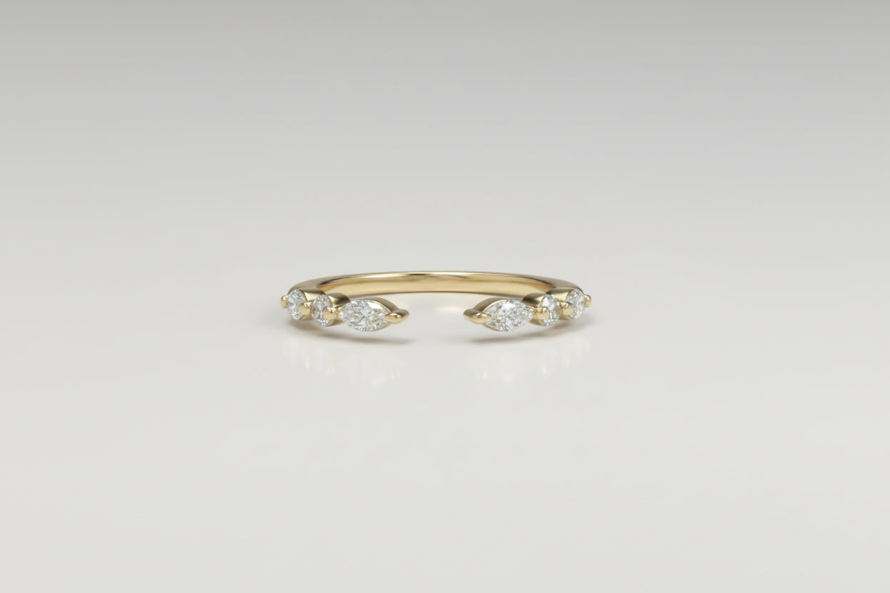 14k Yellow Gold Marquise/Round LAB DIAMOND 0.50CTW Ladies Band