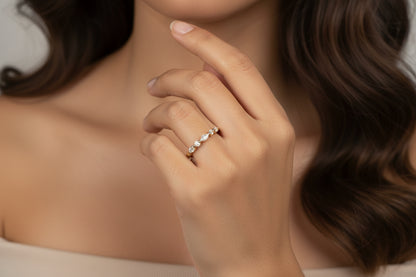 14k Yellow Gold Marquise/Round LAB DIAMOND 0.50CTW Ladies Band
