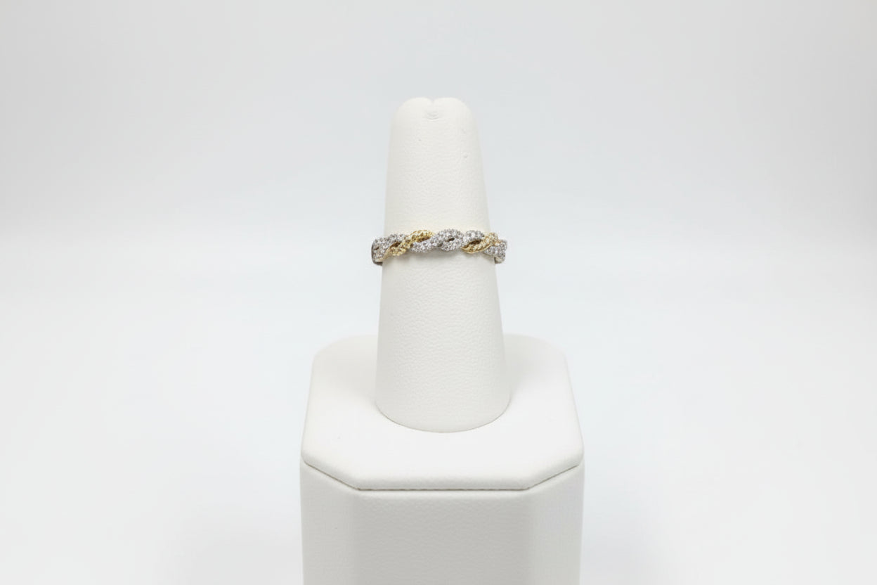 14k Yellow Gold Twist/Rope Style Ladies Band DIAMOND 0.20CTW