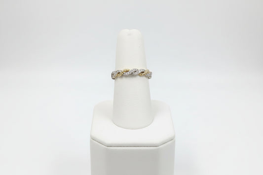 14k Yellow Gold Twist/Rope Style Ladies Band DIAMOND 0.20CTW