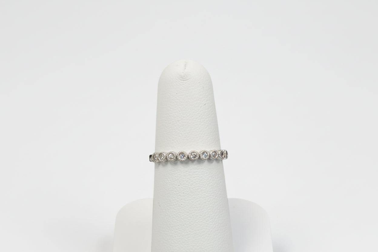 10k White Gold Bubble DIAMOND 0.10CTW Ladies Band