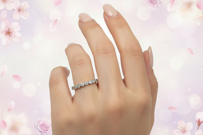 10k White Gold Bubble DIAMOND 0.10CTW Ladies Band