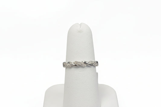 10k White Gold DIAMOND 0.10CTW Twist Ladies Band