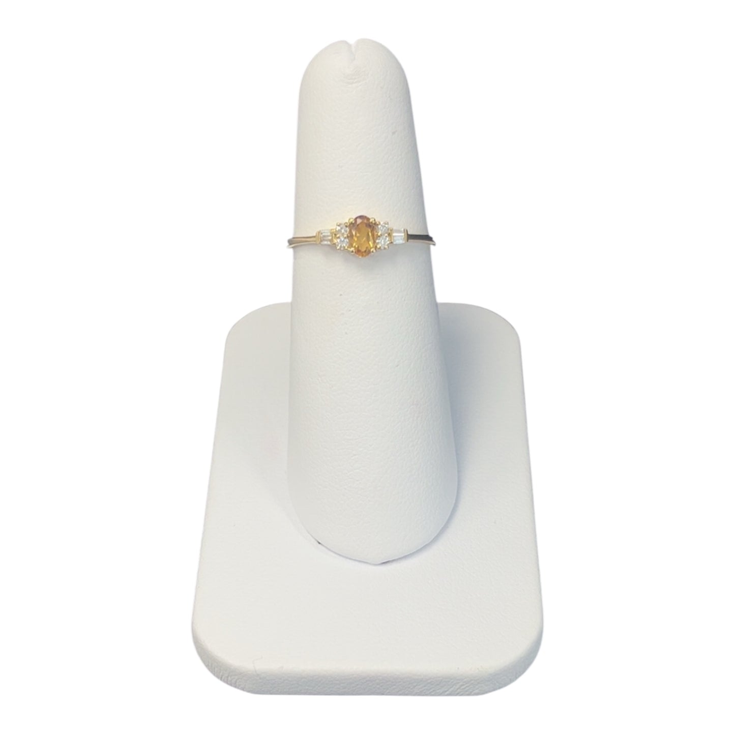 10k Yellow gold Oval Citrine DIAMOND 0.08CTW Birthstone Ring