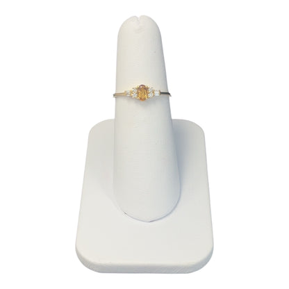 10k Yellow gold Oval Citrine DIAMOND 0.08CTW Birthstone Ring