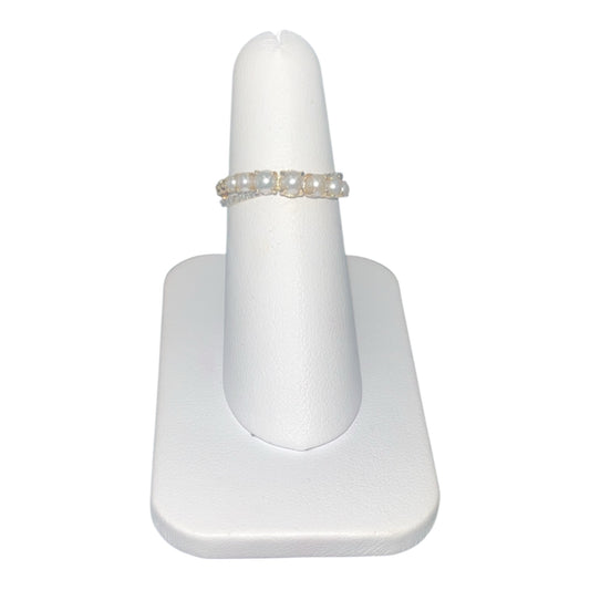 10k Yellow Gold Pearl /Twist DIAMOND 0.10CTWBirthstone Ring