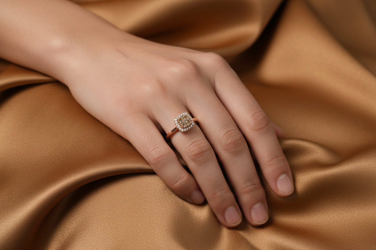 14k Rose Gold Princess Cut Cluster DIAMOND 0.33CTW Ring