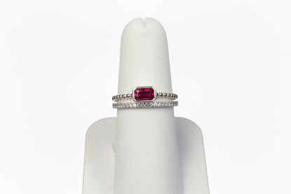 14k White Gold East-West Ruby DIAMOND 0.15CTW Ring