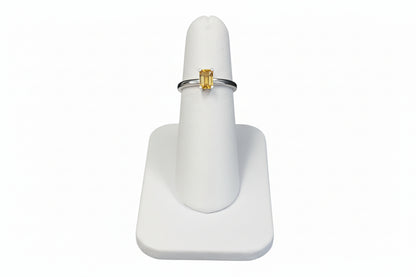 10k White Gold Emerald Cut/ Citrine Birthstone  Ring