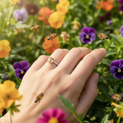 10k White Gold Emerald Cut/ Citrine Birthstone  Ring