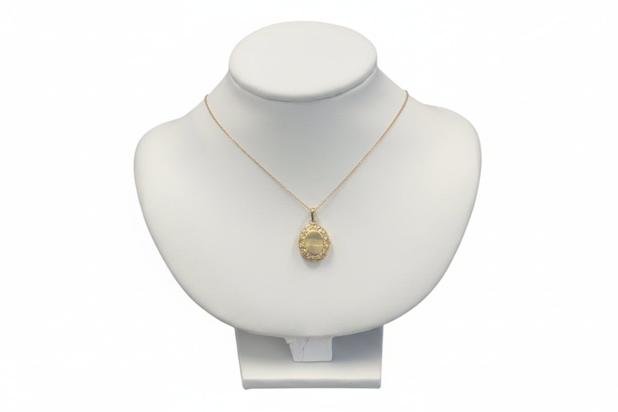10k Yellow Gold Oval Locket DIAMOND 0.05CTW - 15mm x 12mm