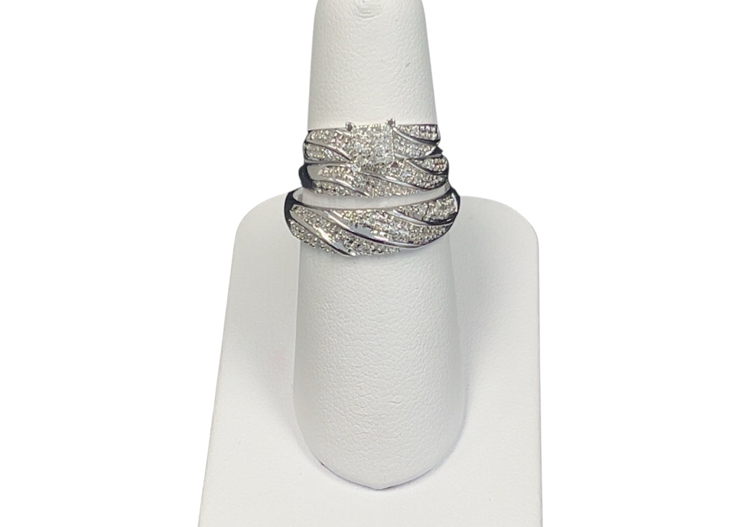 10k White Gold His and Hers Princess Cluster DIAMOND 0.32CTW Set Ring
