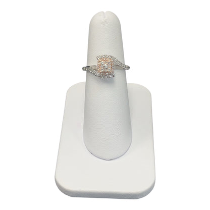10k White / Rose Gold Princess Cut Twist DIAMOND 0.48CTW Ring