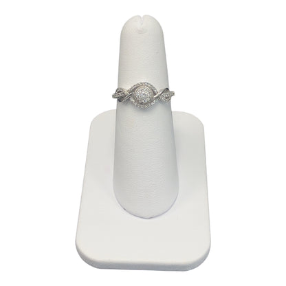 10k White Gold Round Twist Cluster DIAMOND 0.25CTW Ring