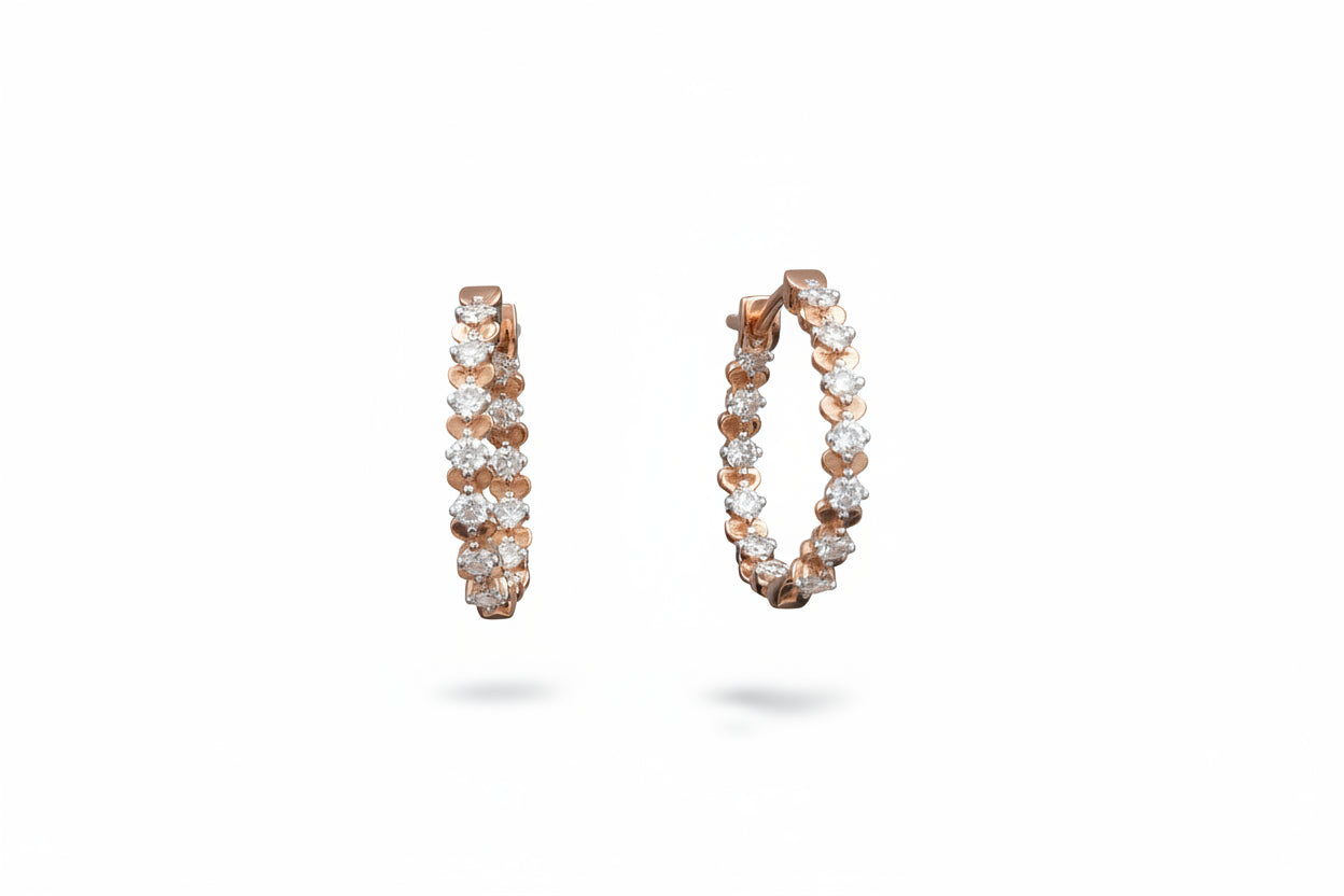 10k Rose Gold Hear/LAB DIAMOND 1.00CTW Hoops