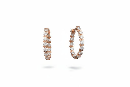 10k Rose Gold Hear/LAB DIAMOND 1.00CTW Hoops