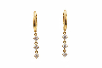10k Yellow Gold Round LAB DIAMOND 0.31CTW Dangly Hoops