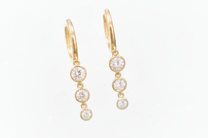 10k Yellow Gold LAB Round Cut Bezel DIAMOND 0.82CTW Hoops