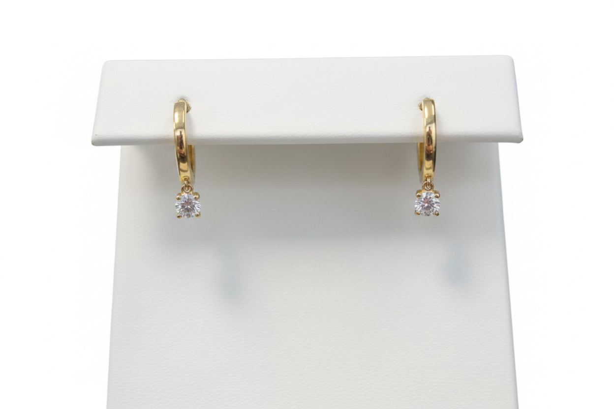 10k Yellow Gold Round LAB DIAMOND 0.27CTW Dangle Hoops