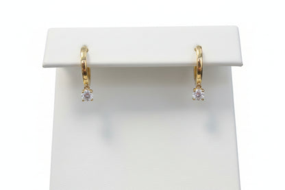 10k Yellow Gold Round LAB DIAMOND 0.27CTW Dangle Hoops