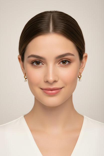 10k Yellow Gold Round LAB DIAMOND 0.27CTW Dangle Hoops