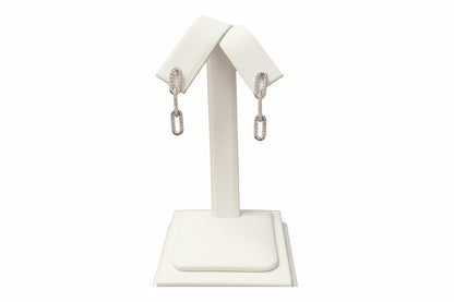 10k White Gold LAB DIAMOND 0.25CTW Paper Clip Dangly Studs