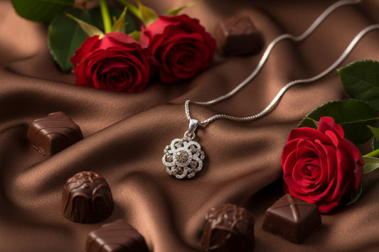 10k White Gold LAB Flower Chocolate DIAMOND 0.32CTW Necklace