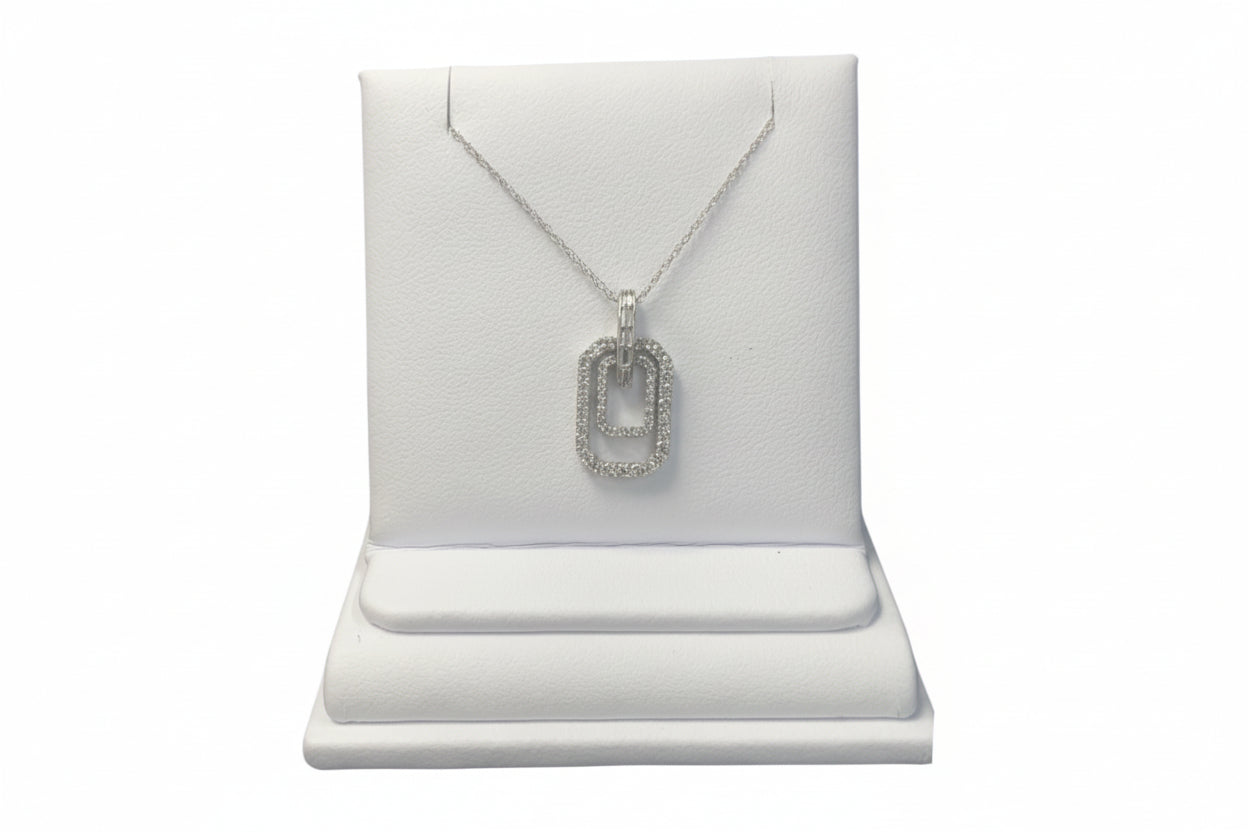 10k White Gold LAB Paper Clip DIAMOND 0.35CTW Necklace