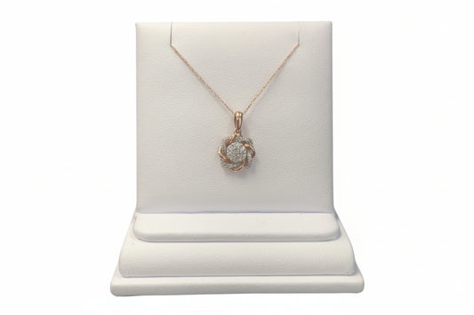 10k Rose Gold LAB Round/Twist  DIAMOND 0.25CTW Halo  Necklace