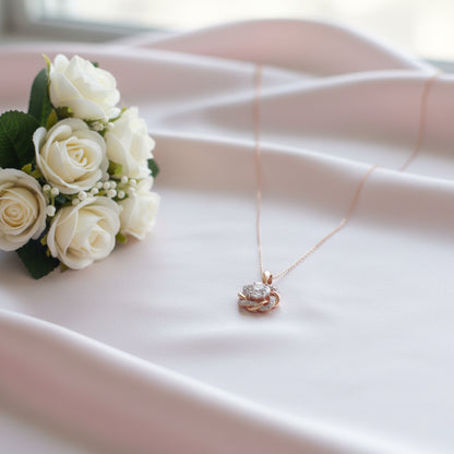 10k Rose Gold LAB Round/Twist  DIAMOND 0.25CTW Halo  Necklace