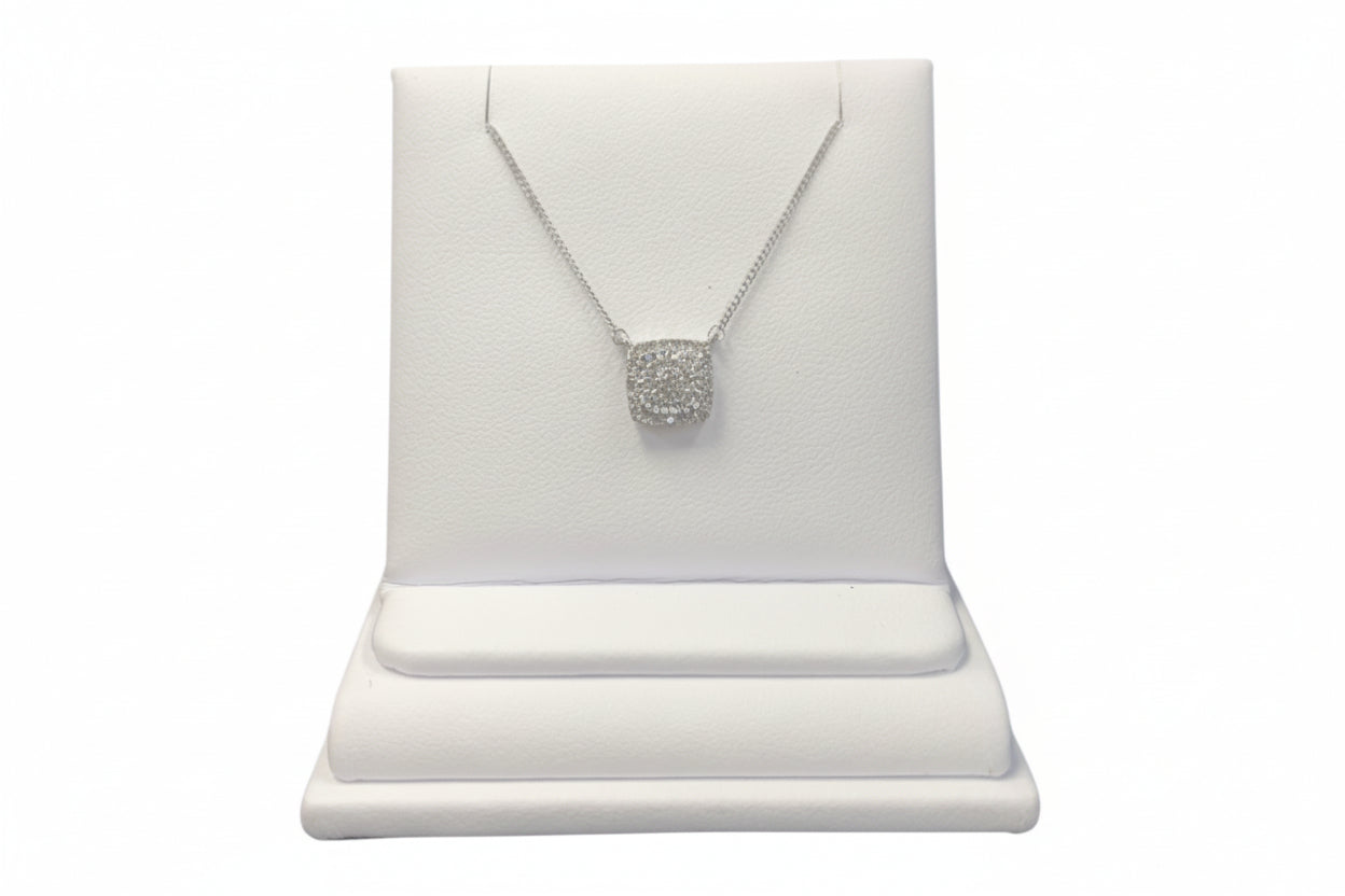10k White Gold LAB Cushion Cut DIAMOND 0.20CTW Necklace