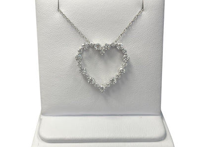 10k White Gold LAB Heart Diamond 1.00CTW Necklace