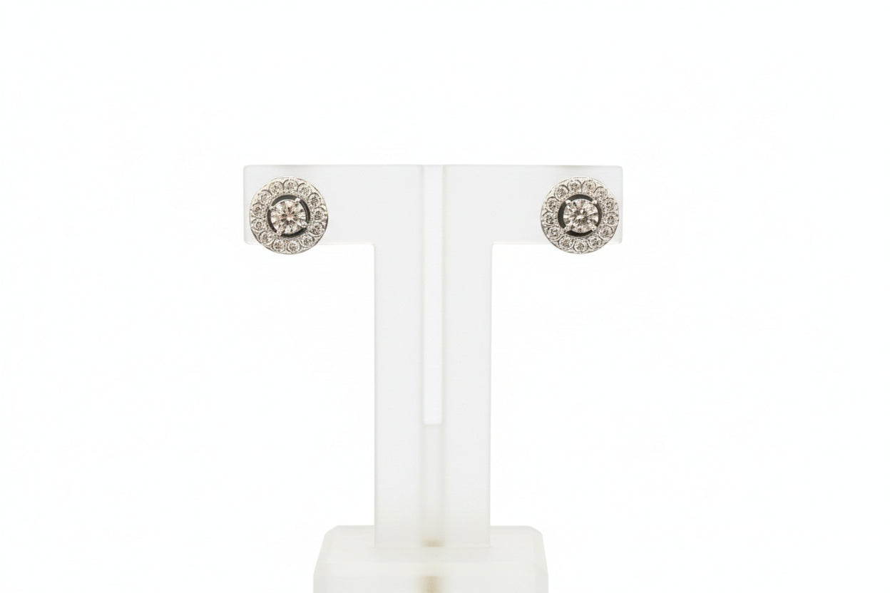 10k White Gold Round /Halo LAB DIAMOND 2.00CTW Studs