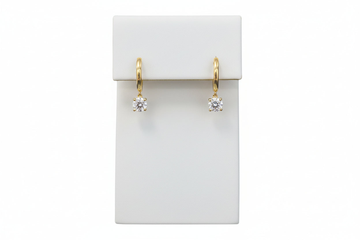 10k Yellow Gold Round LAB DIAMOND 0.50CTW Dangly Hoops