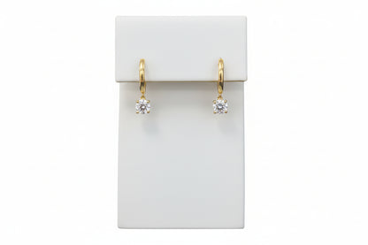 10k Yellow Gold Round LAB DIAMOND 0.50CTW Dangly Hoops
