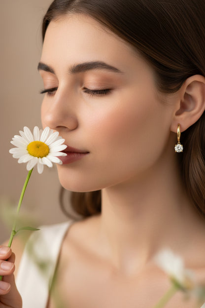 10k Yellow Gold Round LAB DIAMOND 0.50CTW Dangly Hoops