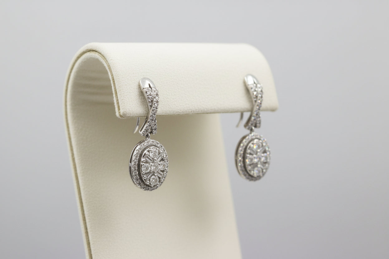 10k Yellow Gold LAB Oval DIAMOND 0.30CTW Dangly Cluster Studs