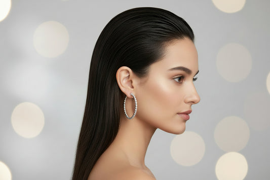 10k White Gold LAB DIAMOND 1.50CTW Hoops