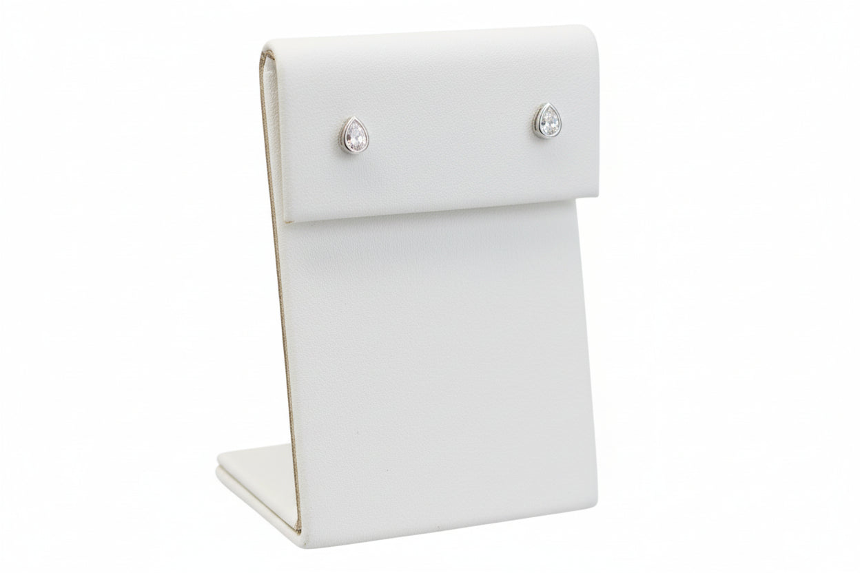 10k White Gold Pear Bezel LAB DIAMOND 0.18CTW Studs