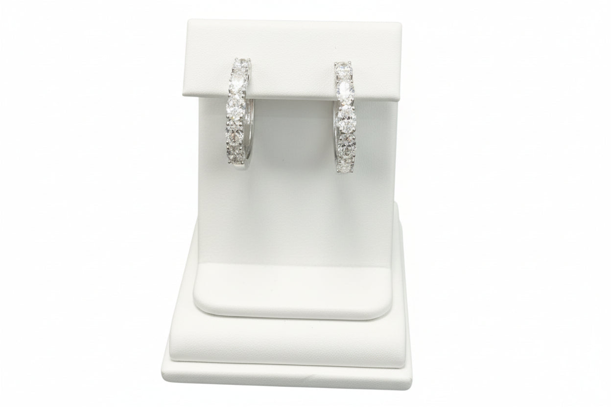 14k White Gold LAB DIAMOND 2.00CTW Oval Hoop Earing