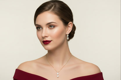 14k Yellow Gold LAB Round/Pear Dangly Earings DIAMOND 1.50CTW